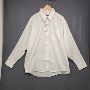 Manhattan Dress Shirt Mens 18 34/35 White Button Front Long Sleeve Made In USA